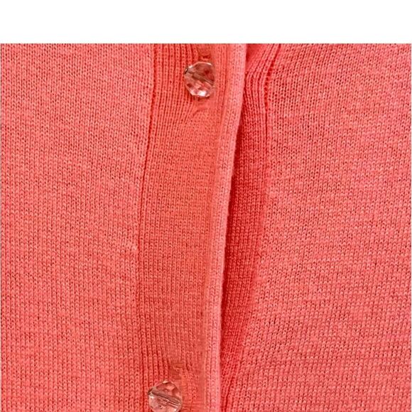 ANN TAYLOR CARDIGAN WOMEN SMALL ORANGE 5% CASHMERE GLASS BUTTONS. - Picture 5 of 7